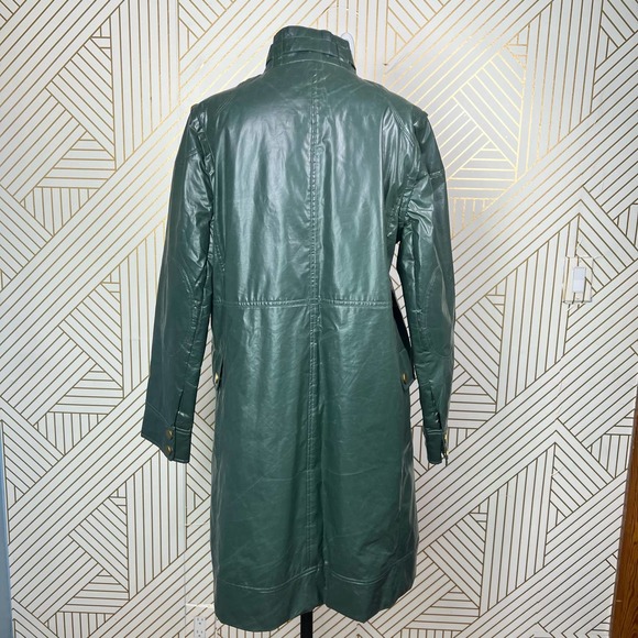 Tory Burch Green Patent Quilted Mid-Length Coat Jacket Size US 12 - Picture 8 of 12